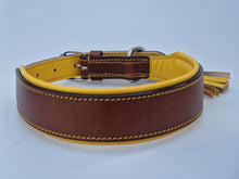 Laden Sie das Bild in den Galerie-Viewer, Leder Halsband TWO TONE - GELB - BRAUN