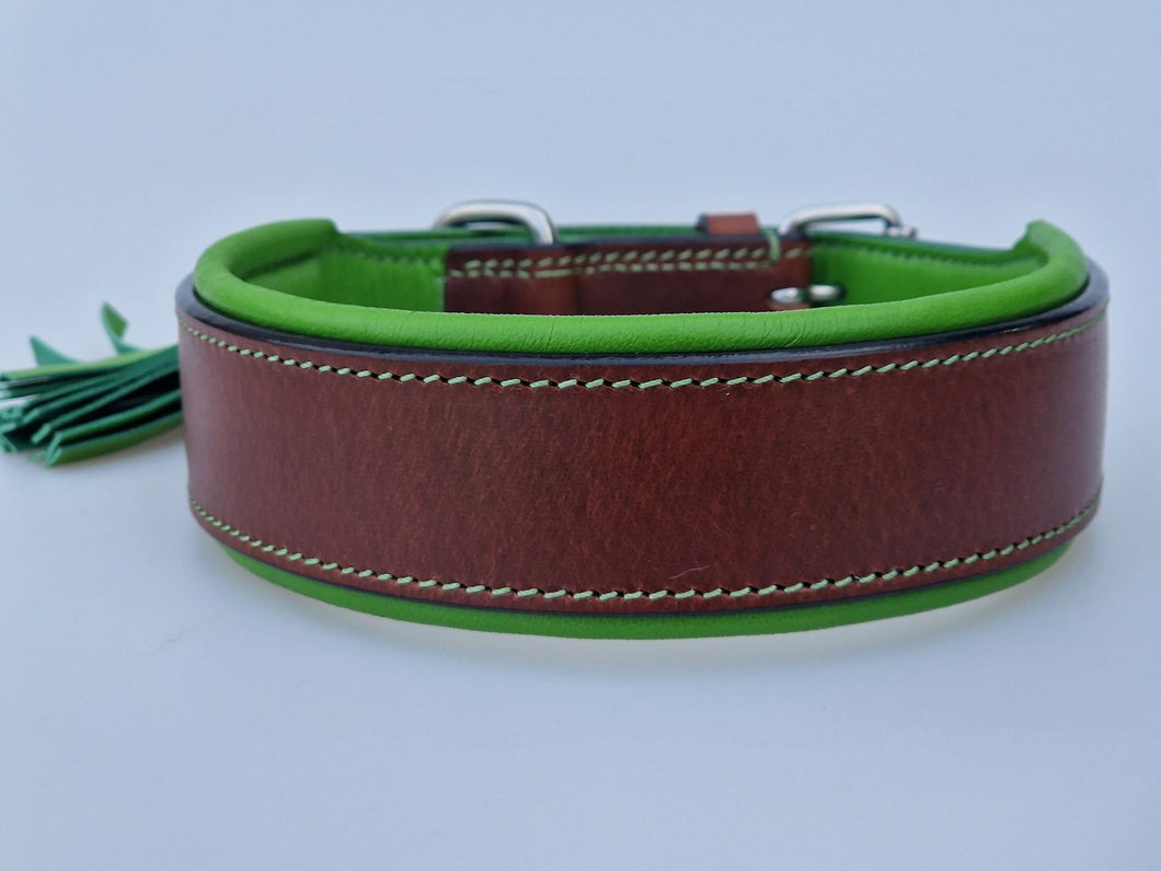 Leder Halsband TWO TONE - BRAUN - GRÜN