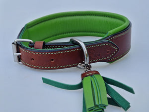 Leder Halsband TWO TONE - BRAUN - GRÜN