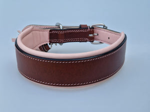 Leder Halsband TWO TONE - ROSE - BRAUN