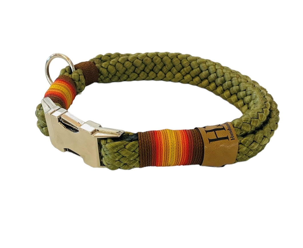 Hundehalsband Seil oliv