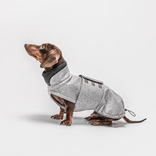 Cloud7 Hundemantel Brooklyn DACKEL Flanell Grey